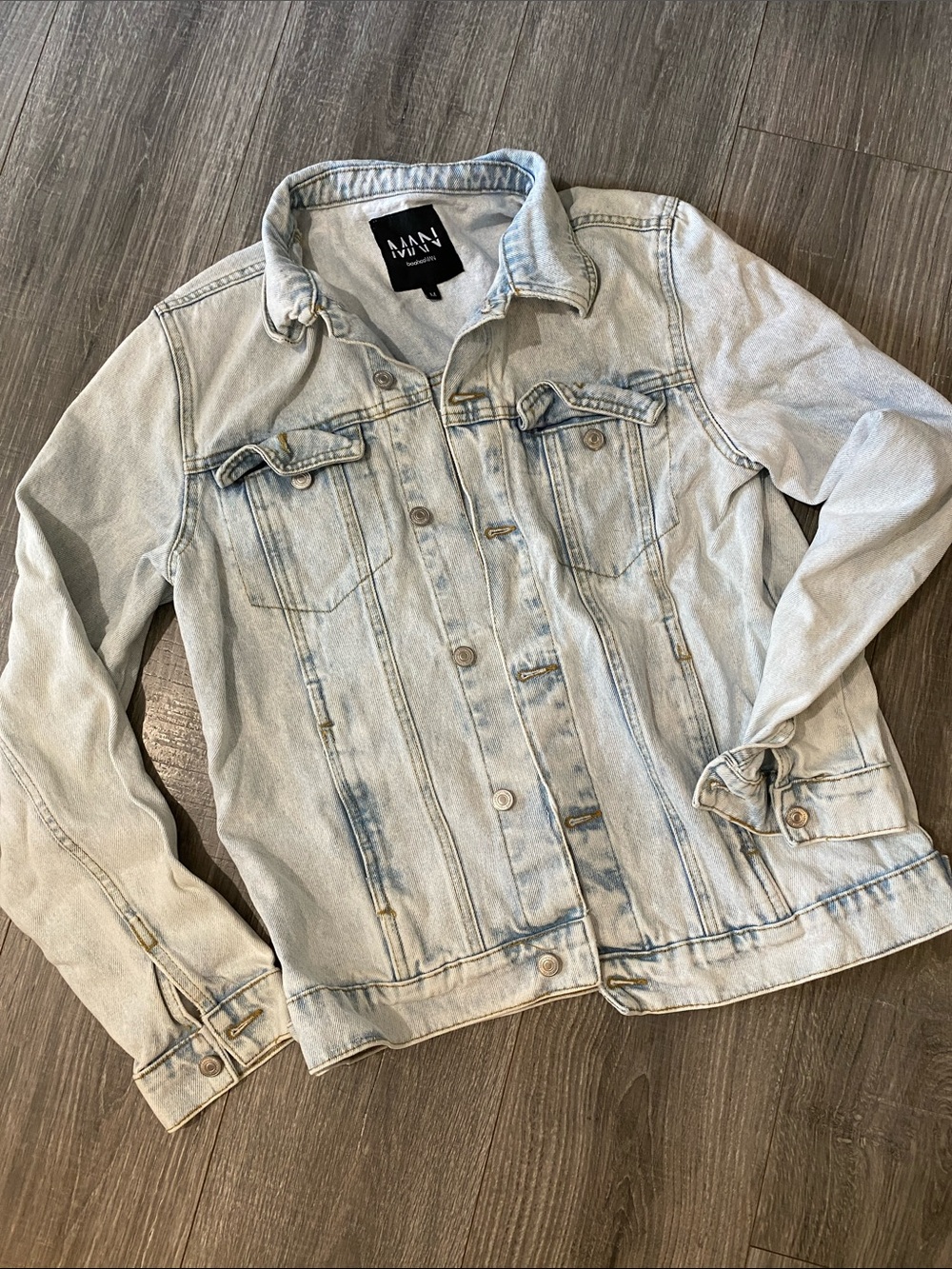 BoohooMAN Light Wash Blue Denim Jacket